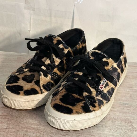 Superga Brown and Black Sneakers with Leopard Print size 6 - Picture 1 of 5